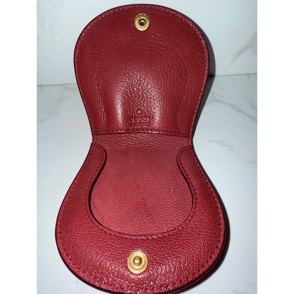 Gucci Studded GG Logo Leather Card Case - Red - Picture 3 of 7